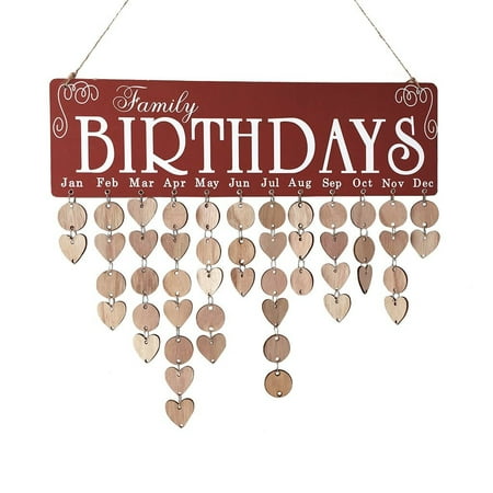 Friends Wood - Mosunx Wood Birthday Reminder Board Birch Ply Plaque Sign Family &Friends DIY Calendar