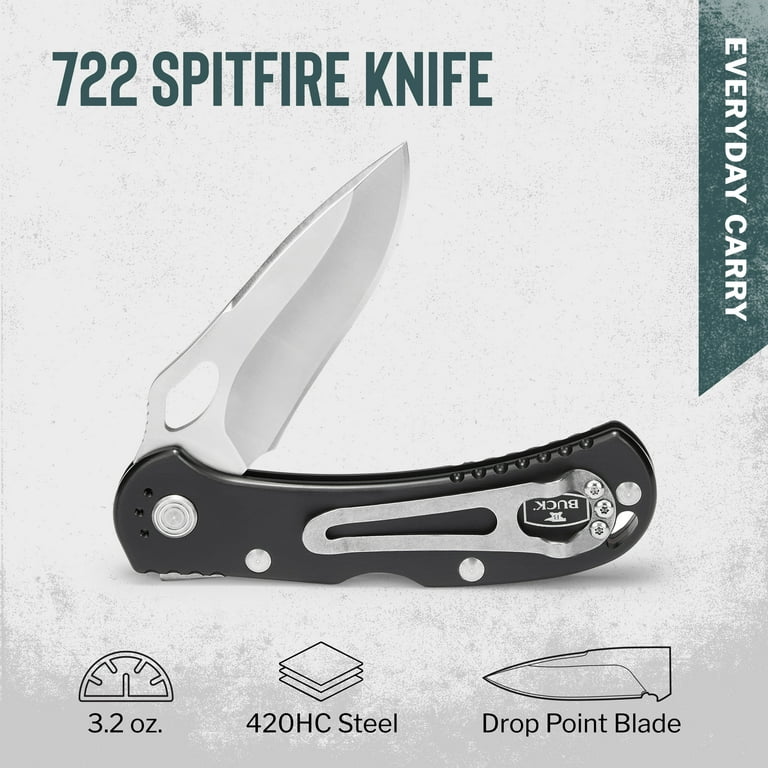 Spitfire Lockback Black with Belt Clip, 3.25