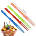 thumbnail image 2 of Colorful Plastic Fruit Forks,200 Pcs 4" Disposable Cocktail Forks Tasting Appetizer Forks Set Toothpick Forks Portable Salad Fruit Forks Mini Cake Forks for Cake Sticks Party Food Dessert Weddings, 2 of 8