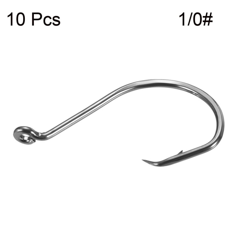Uxcell 1/0#Carbon Steel Offset Hook Fishing Circle Hooks with Barbs, Black 10 Pack, Size: 30mm/1.18