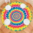 thumbnail image 2 of Colorful Tie Dye Spiral Mandala Pattern Round Fitted Tablecloth with Elastic Edge,Dining Table Cover Waterproof,Outdoor Round Tablecloth for Camping,Dining,Indoor and Outdoor, 2 of 7