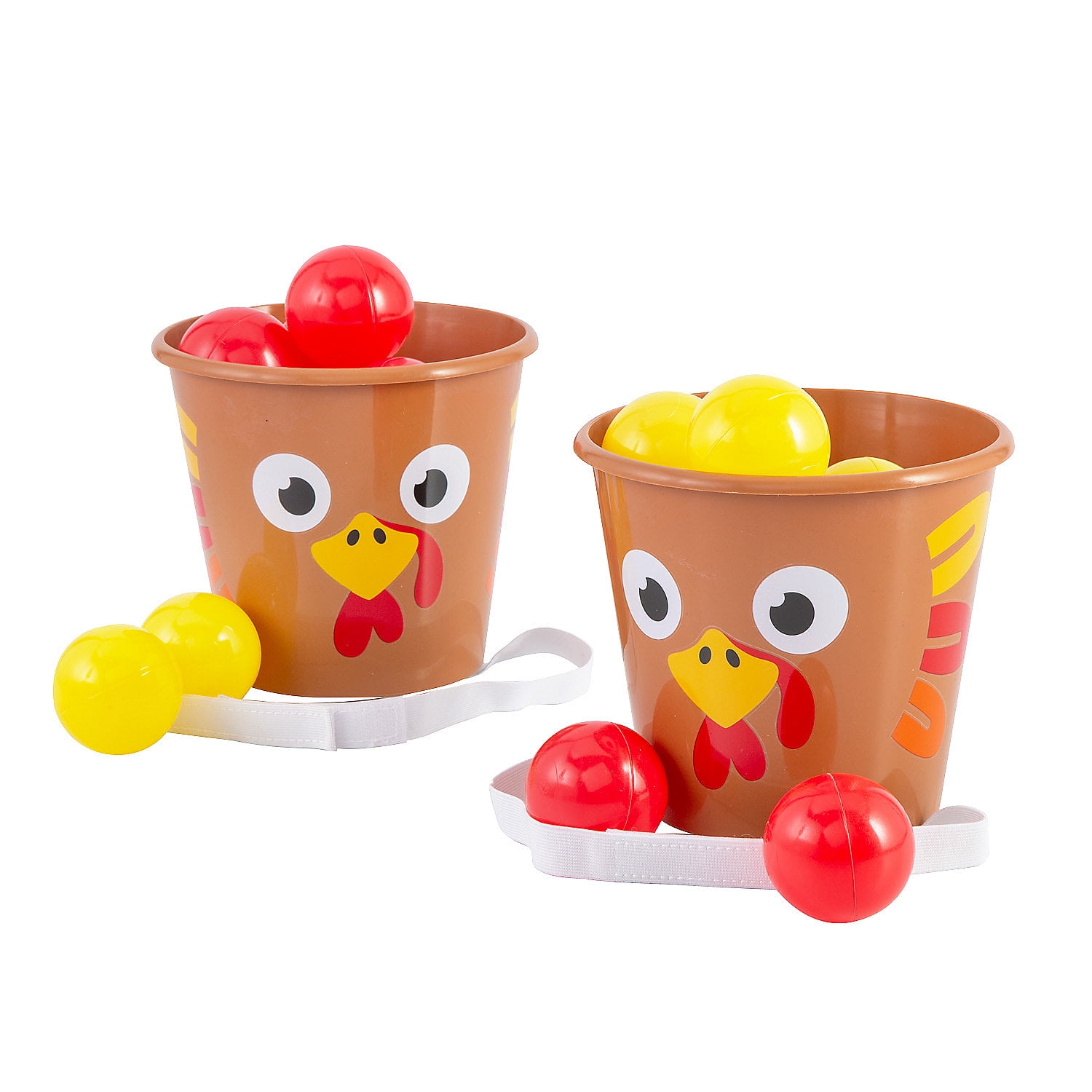 6 3/4" x 6" Thanksgiving Turkey Bucket Ball Toss Game - 14 Piece