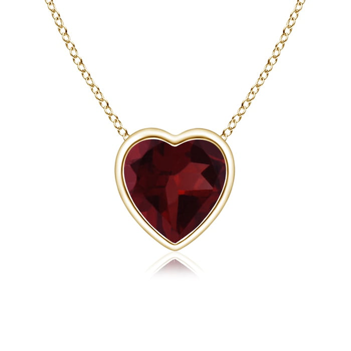 14K Yellow Gold 5mm Heart Garnet bezel pendant 6 mm 6 mm Themed Pendants & Charms Jewelry 