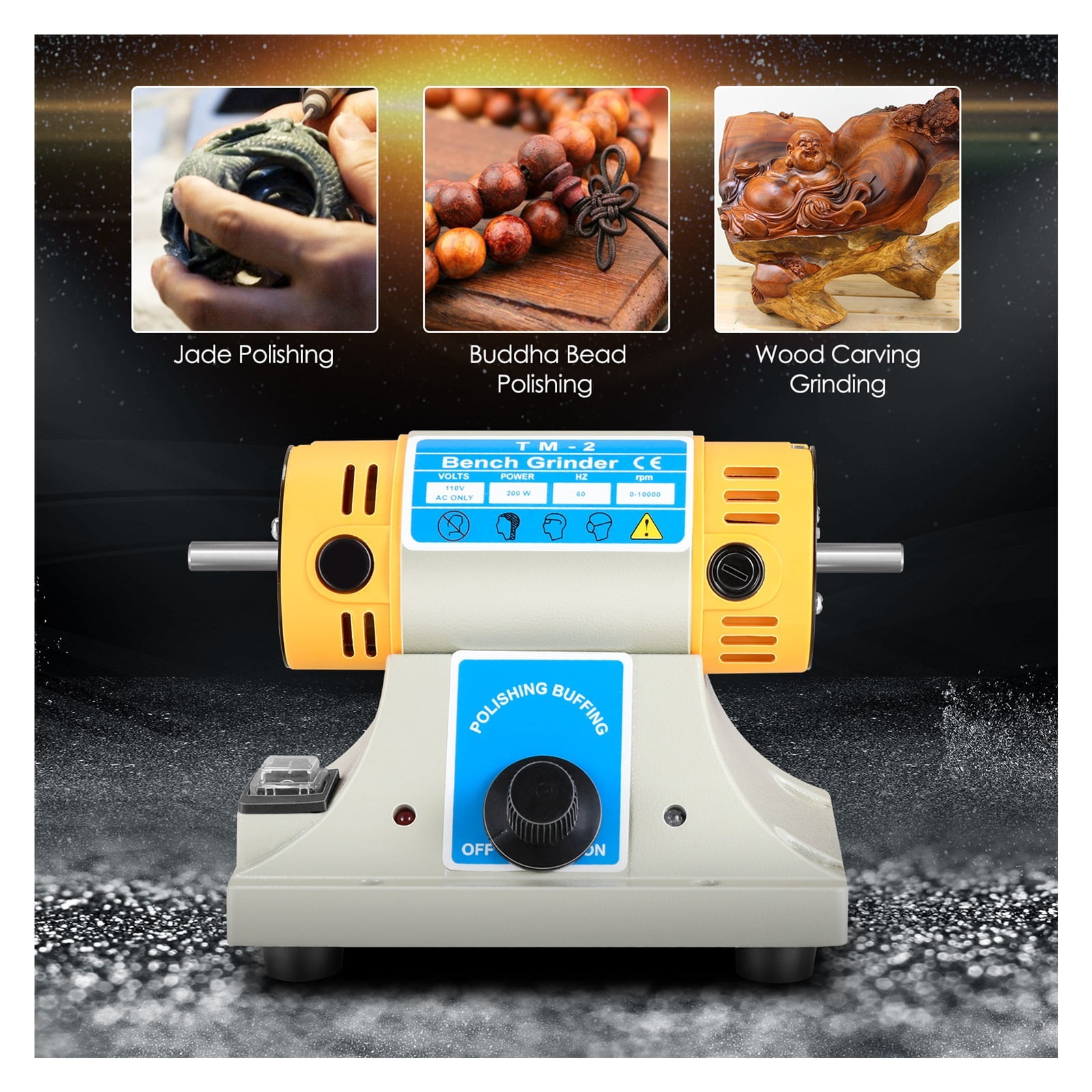 Jewelry Rock Gem Polishing Buffer Machine Bench Lathe Polisher 350W Electric Jewelry Rock Grinder Mill Grinding Machine