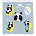 thumbnail image 2 of Panda Shower Curtain, Animal Sleeping on the Moon, Fabric Bathroom Set with Hooks, 69W X 70L Inches, Pale Purpleblue Charcoal Grey Pale Sky Blue Pastel Yellow, by Ambesonne, 2 of 2