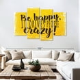 thumbnail image 3 of Elephant Stock Be Happy Quote I Wall Art - Horizontal Multi Panel Canvas - Hallway Wall Decor - Inspirational And Typography Multi Panel - White And Yellow Decor - 84" x 54", 3 of 8