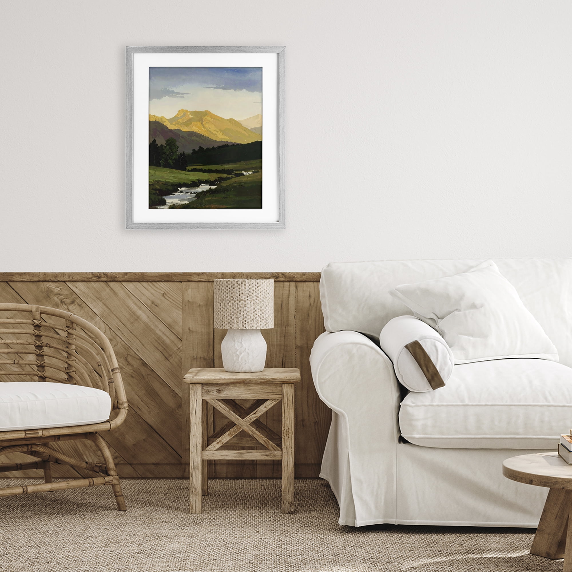 Stupell Industries Mountain Across The Valley Gray Framed Print Under Glass, design by Alonza Saunders
