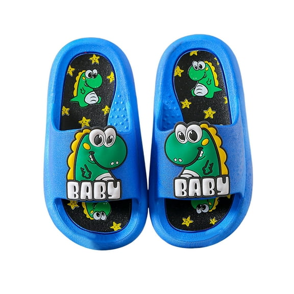 Gyexs Kids Dinosaur Slides Sandals 9.5 Boys Girls Toddlers Cloud Shower Slippers Cute Cartoon Open Toe Cushioned Outside Slippers Blue