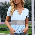 thumbnail image 2 of TaTaai Women's Casual V-Neck T-Shirt Soft Cotton Relaxed Fit Short Sleeve Button Placket All-over Random Print Spring Summer Daily Wear Fashion Lightweight Ladies Top Gift, 2 of 6
