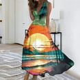 thumbnail image 2 of Robes d'Été pour Femmes Colorées, Fluides, Décontractées, Sans Manches, Robes Maxi, Tenue de Plage Hawaïenne avec Encolure en V, 2 of 5