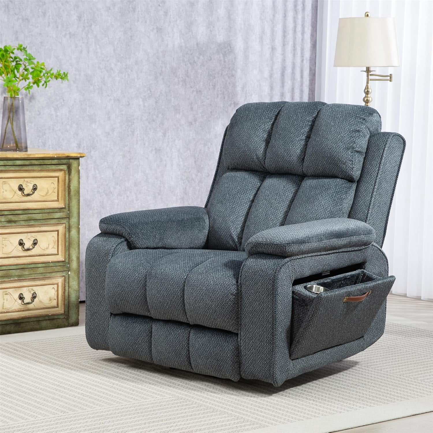 Power Lift Recliner Chairs for Elderly Big Man 400lbs, Oversized Lay Flat Recliner with Heat & Massage, Extended Footrest and Side Storage Cup Holder, USB Type C Charging for Adults Seniors
