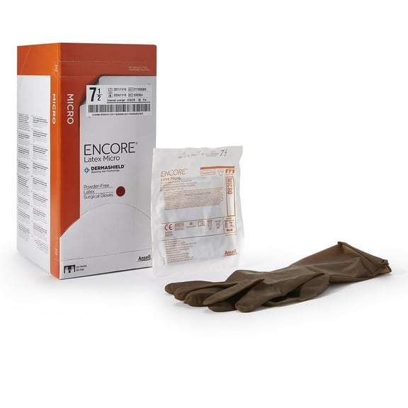 ENCORE Latex Micro Disposable Sterile Latex Surgical Glove Standard Cuff Length SIZE 7.5 5787004 50 per Box