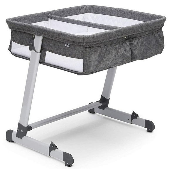 Delta Grey Bedside Baby Bassinet Bedside Sleeper For Twins