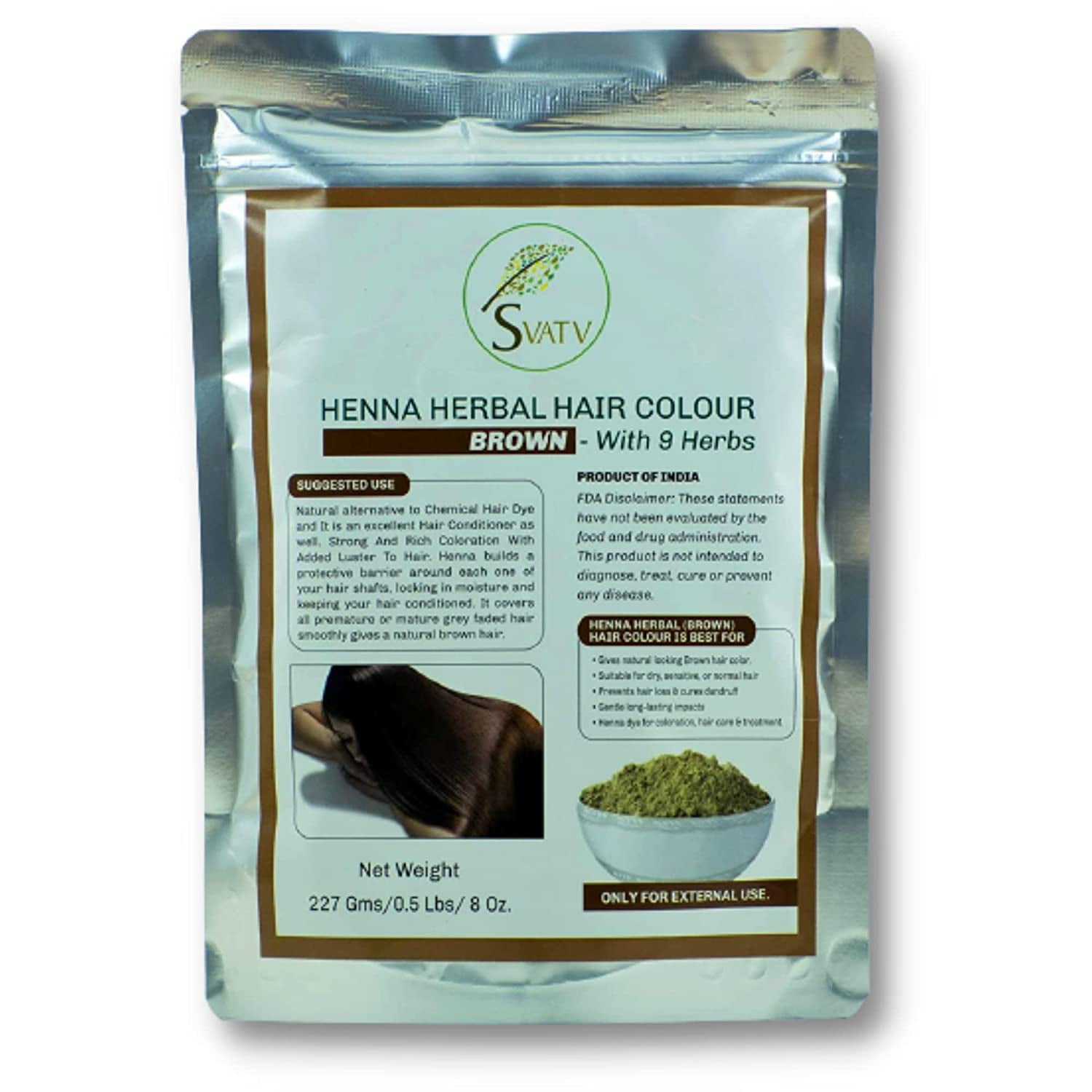 SVATV Henna Colour With Indigo Hair Protein Goodness Of Herbs Henna Mehndi  For Hair, Make Hair Soft Shiner Natural Colour Powder For Men |  
