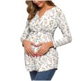 thumbnail image 6 of Edvintorg Nursing Clothes for Women Breastfeeding Fashion Flowers Leaf Print Long Sleeve Waistband Maternity Nursing Top Pregnant Clothes, 6 of 7