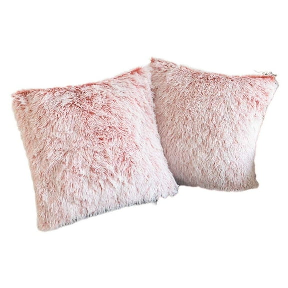 Ombre Velvet Faux Fur Cushion Covers, 16"x16", Soft Fleece Pillowcases, No Insert, 2-Pack