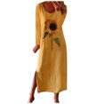 thumbnail image 2 of IDALL Maxi Dresses,Casual Dresses Women's Casual Sunflower Print Long Sleeves Ruffle Dress Print Boho Sundress Long Sleeve Dress,Long Dresses,Hawaiian Dresses Yellow Dress 2XL, 2 of 5