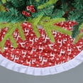 thumbnail image 6 of Christmas Tree Vintage Skirt, 35.43" Rustic Tree Mat with Snowflakes, Red Green Gold Christmas Tree Cover for Home Holiday Party Winter Farmhouse Indoor, New Year Xmas Decorations, 6 of 6