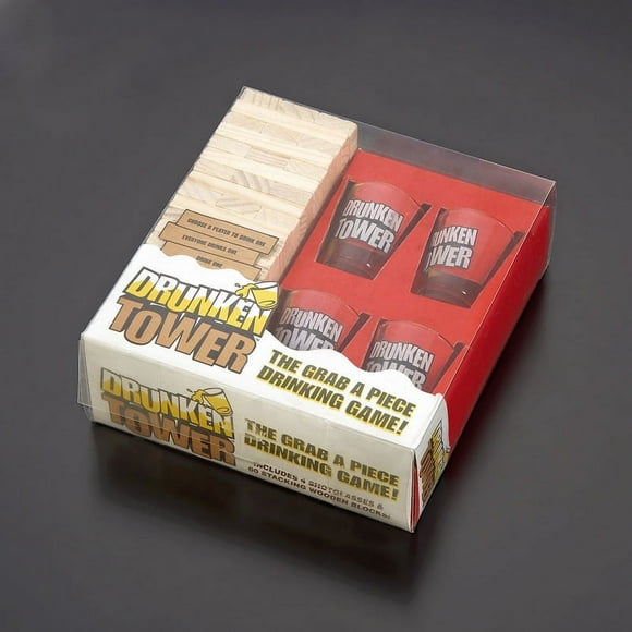 Fankiway Drunken tower Drinking Game 60 Blocks and 4 Shot Glasses toys for Kids Clearance toys On Clearance