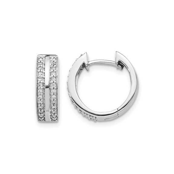 1/5 Carat (Ctw) Diamond 2-Row Huggy Hoop Earrings in 10K White Gold