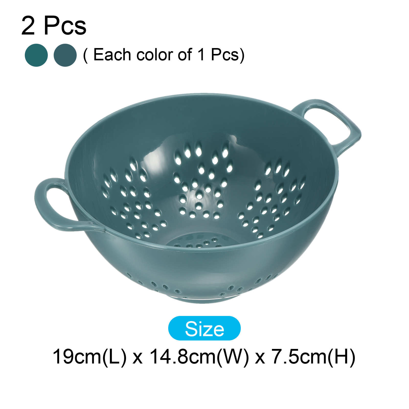 Unique Bargains Rice Washing Strainer Plastic Drainer Basket Light Blue+Army Green
