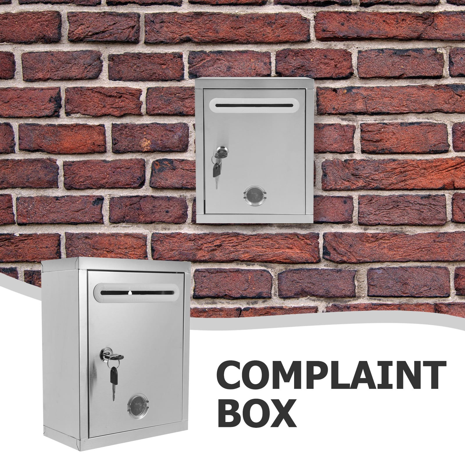 Outdoor Wall Mount Locking Mailbox Suggestion Box Secure Document Drop Box Lockable Wall Mount Mailbox Stainless Steel Mailbox
