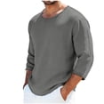 thumbnail image 3 of JPVDPA Linen Tops for Men 3/4 Sleeve Crew Neck Tees Raw Edges Casual Hippie T-Shirt Summer Beach Vacation Tee Shirts Gray S, 3 of 6