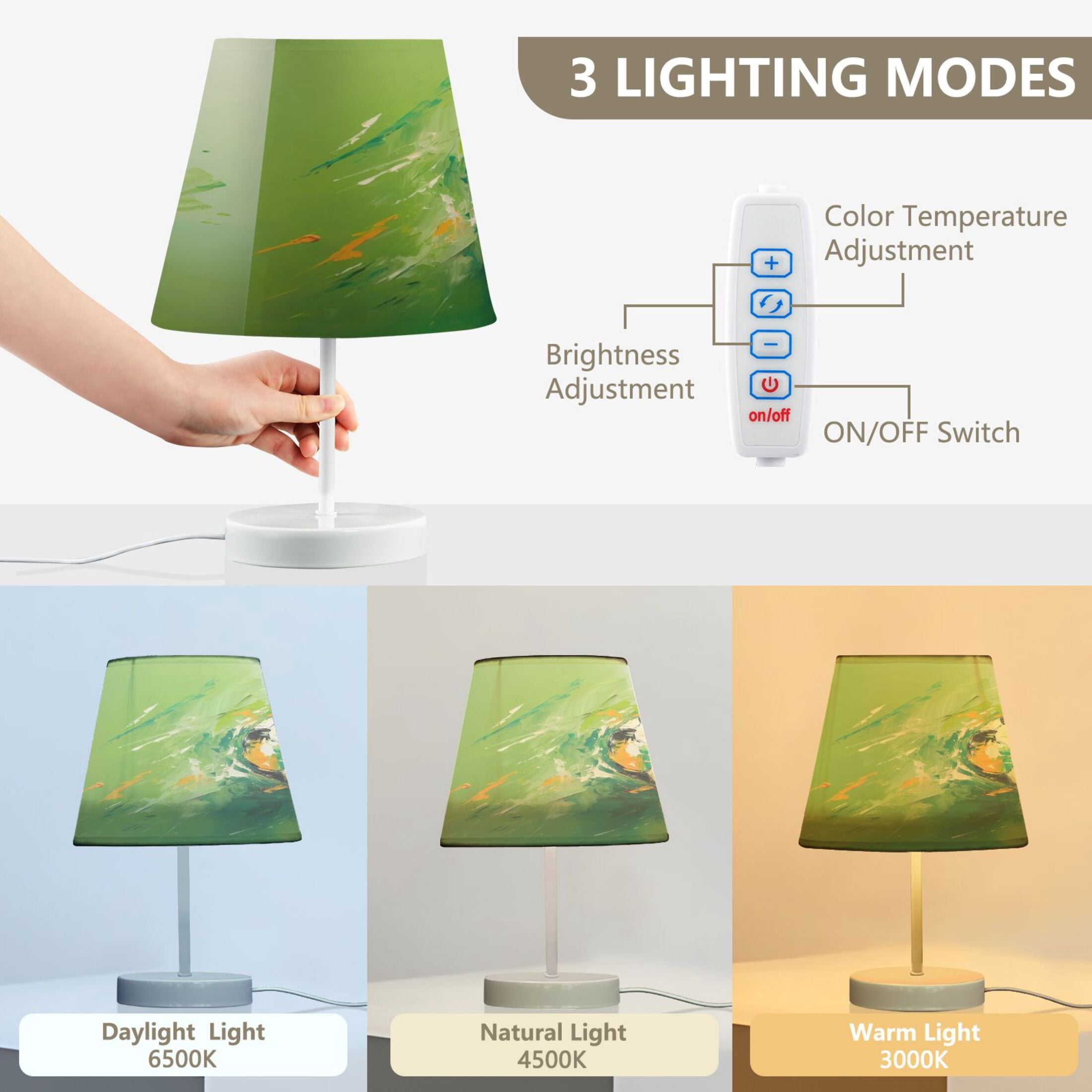 Oil Art Football Desk Lamp LED Table Nightstand Lamps with 3 Color Temperatures for Home Bedroom Living Room Decor 8x12