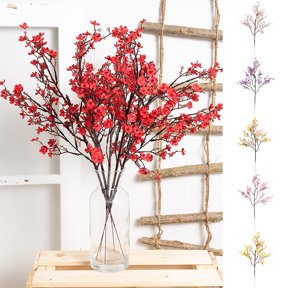 Happy date 5Packs Artificial Flowers, Faux Flowers Silk Flower Gypsophila Perfect for Indoor Outdoor Home Kitchen Office Table Centerpieces Wedding Arrangements Christmas Decor