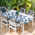 thumbnail image 2 of Navy Blue Floral Table Cloths for 5 Foot Rectangle Tables, Spring Flowers Butterflies Wooden Patio Waterproof Elastic Fitted Tablecloths, Washable Rectangular Table Cover for Camping, 2 of 8