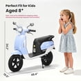 thumbnail image 5 of Track Seven 24V Kids Electric Motorcycle, 250W Brushless Motor Ride-on Scooter Moped for Boys Girls Ages 8+, 12" Pneumatic Tires, Bluetooth, Max 10 Mph, Bonus Storage Cover, Blue, 5 of 9