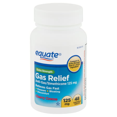 Equate Extra Strength Gas Relief Chewable Tablets, Cherry Creme, 48