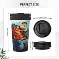 thumbnail image 3 of Gukieu Colorful Travel Luggage Gear Print Insulated Coffee Cup, Portable Stainless Steel Vacuum Cup with Lid, Unisex, Suitable for Office, Cafe, Car, 3 of 8