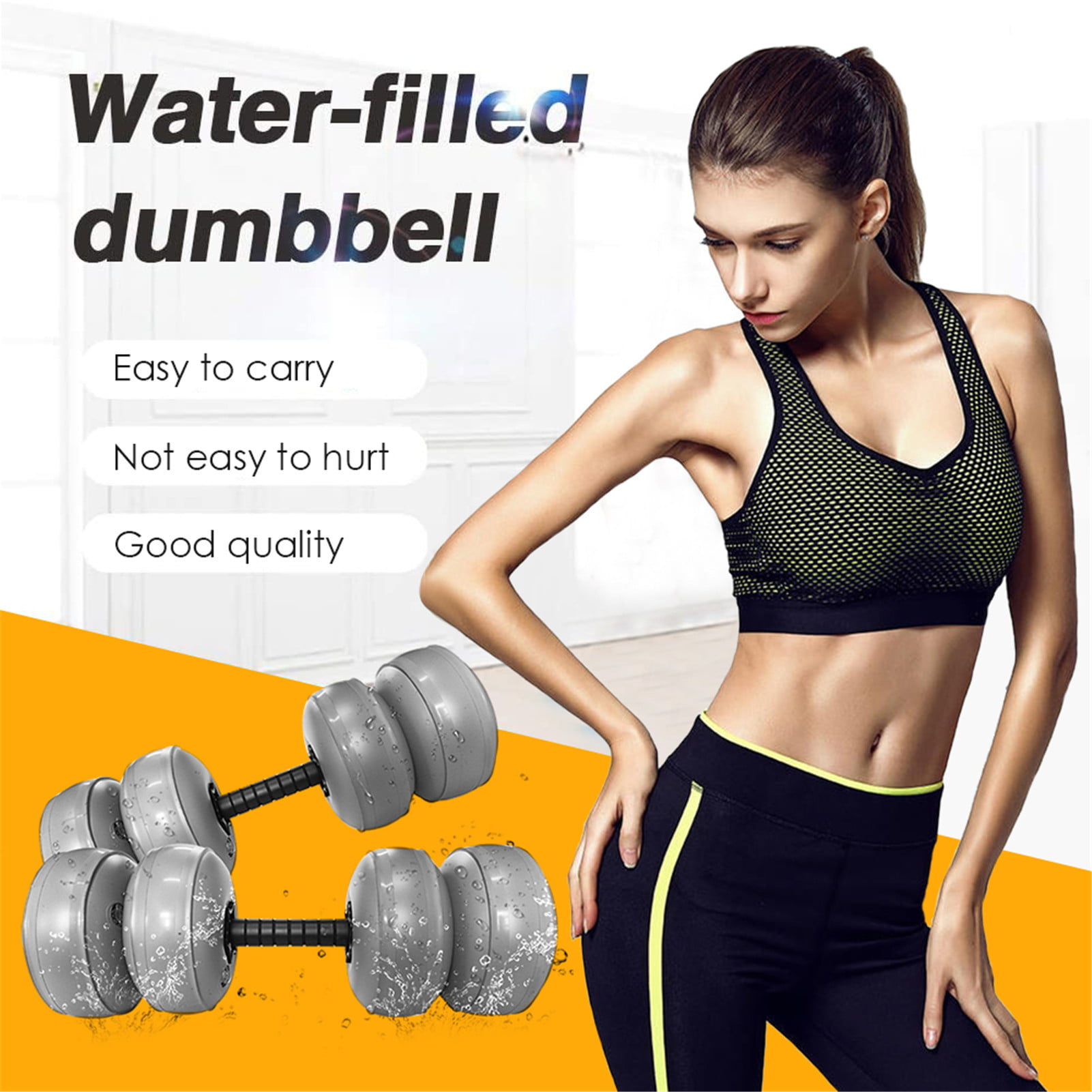 Circuit routine of travel exercises with water weights water filled  dumbbells