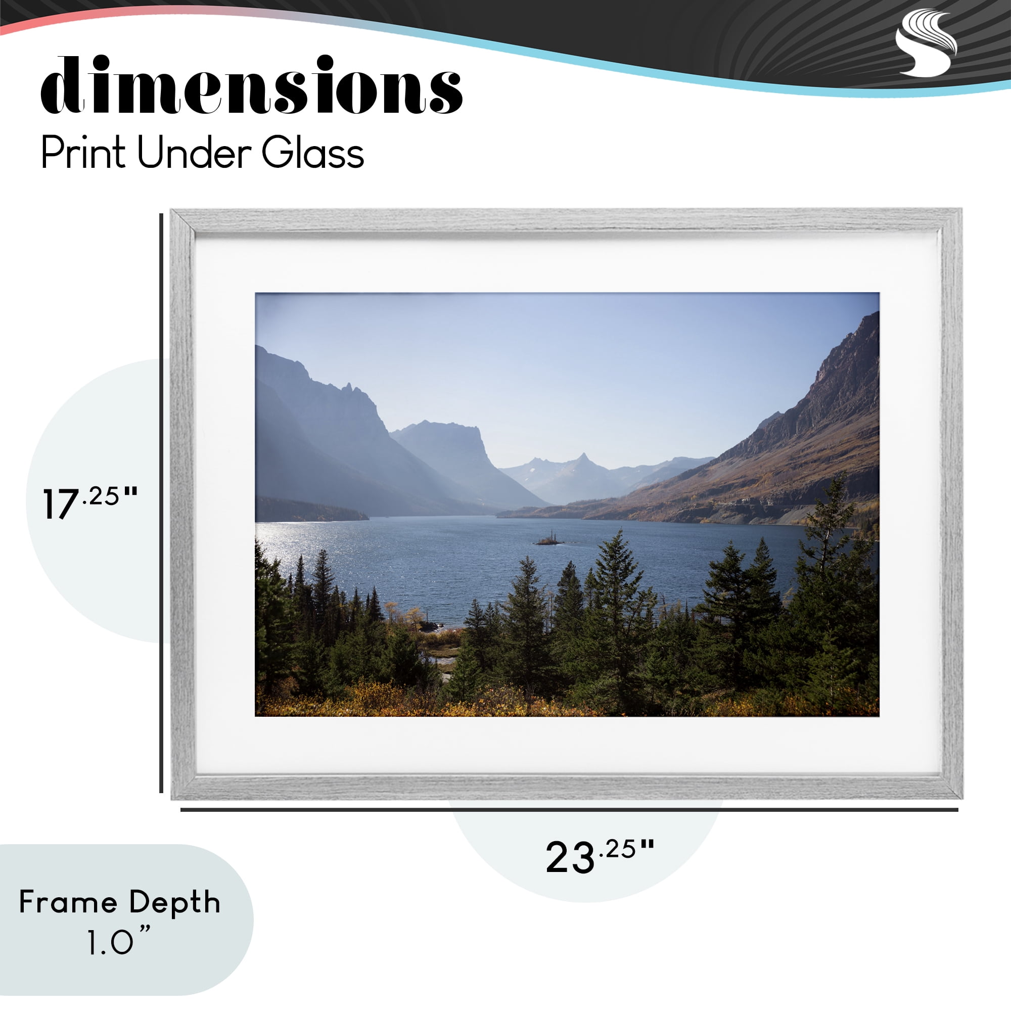 Stupell Industries Cliffs Overlooking Lake Gray Framed Print Under Glass, design by Carol Robinson