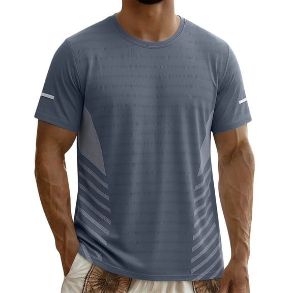 JTSRKL Ice Silk Cooling Quick Dry T-Shirt for Men Thin Breathable Short Sleeve Tees Summer Gym Running Training Daily Casual Fit Tops Blue M