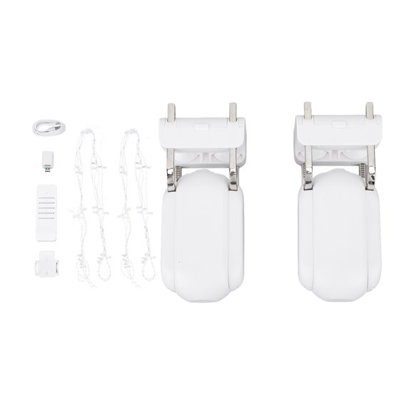 2Pcs Curtain Smart Electric Motor Wireless App Automate Timer Control Electric Curtain Rod Opener Compatible for Goggle Assistant