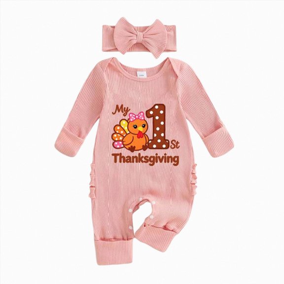 Linfrsh My First Halloween Baby Girl Boy Outfit Cutest Pumpkin In The Patch Jumpsuit Romper Cute Newborn Fall Winter Clothes(Pink,Newborn)