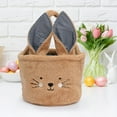 thumbnail image 4 of Lilixerw Easter Cute Bunny Ears Plush Basket,Foldable & Reusable Large Capacity Easter Basket for Eggs,Candy & Gifts,Easter Party Decor & Egg ,14.2"x9.1",Brown, 4 of 6