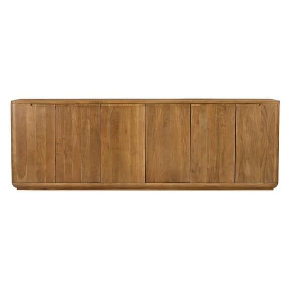 Bernard 6-Door Sideboard in Modern Acacia Tan Finish on Acacia Solid Wood