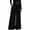 Black, variant on Womens Wide Leg Dress Pants High Waisted Pleated Front with Belt Side Pockets Straight Leg Loose Fit Soft Comfy Elegant Long Trousers Smooth Drapey Bottoms