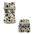 thumbnail image 5 of TSOVTHRID Aztec Tribal Cow Print Women's Pajama Sets Soft Sleeveless Nightwear with Elastic Waist Short Pants Summer 2 Piece Loungewear, Size S, 5 of 7