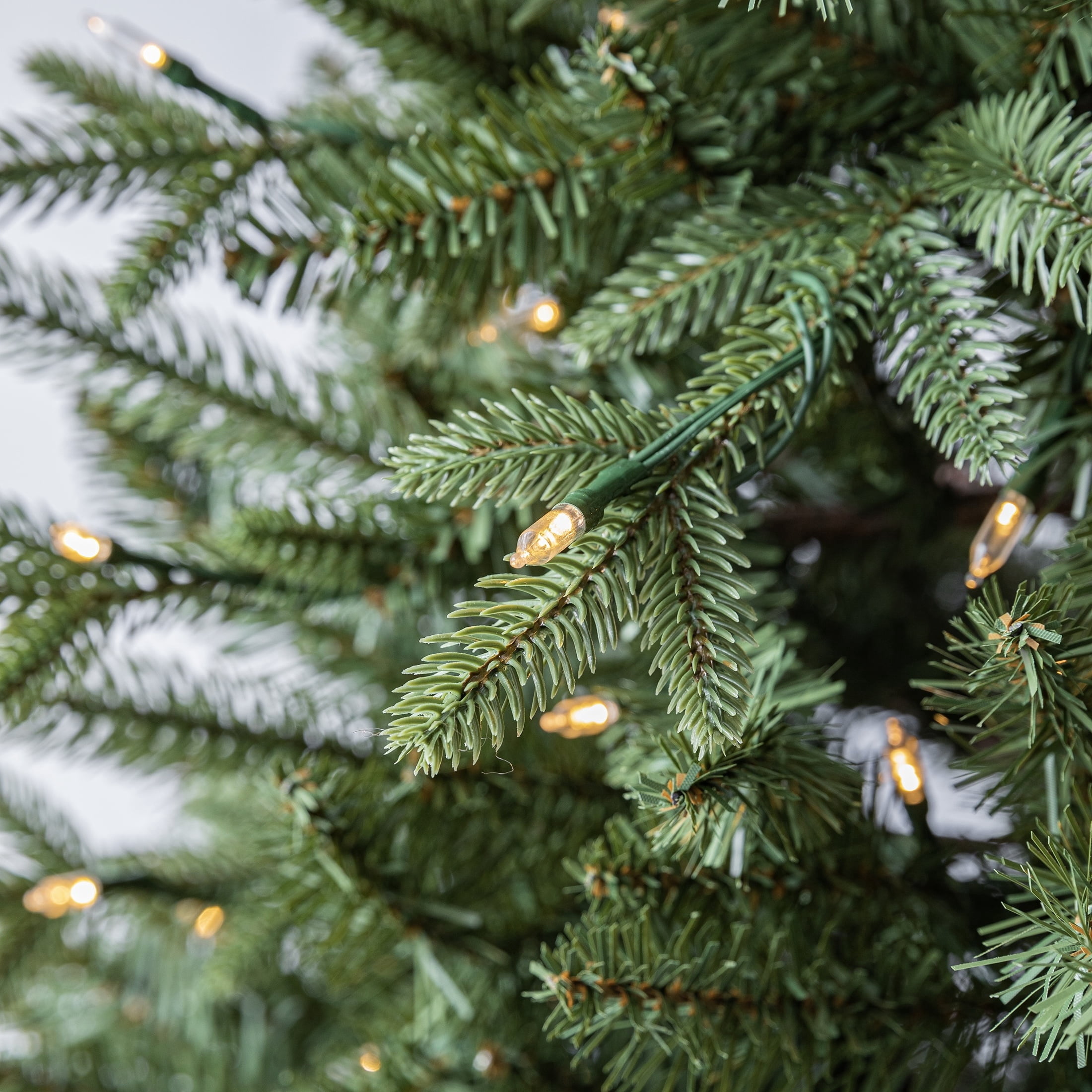 7.5' Pre-Lit Sanford Pencil Fir Green Artificial Christmas Tree with 350 Warm White LED Lights and Stand, by Holiday Time
