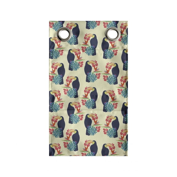 Tropical Hanging Pocket Organizer, Exotic Repetition with Toucan Bird Hibiscus Bird of Paradise and Monstera, Printed Polyester Storage Bag with Pockets, 9" x 27", Cream Multicolor