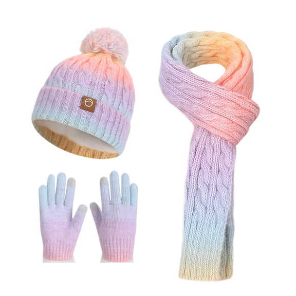 COOLHOOD Elastic Knit Hat Scarf Gloves Set For Secure Wear Comfortable And Active Play Winter Neckwear for Warmth