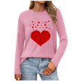 thumbnail image 2 of Aloohaidyvio Women Cute Heart Graphic Crewneck Long Sleeve Regular Fit Casual Valentines Day Tee T-Shirts Tshirt Tops, 2 of 5