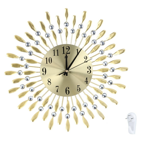 VGEBY Exquisite Workmanship Home Decoration Household Gold Color Wall Clock, Fashionable Quartz Clock, For Home Office
