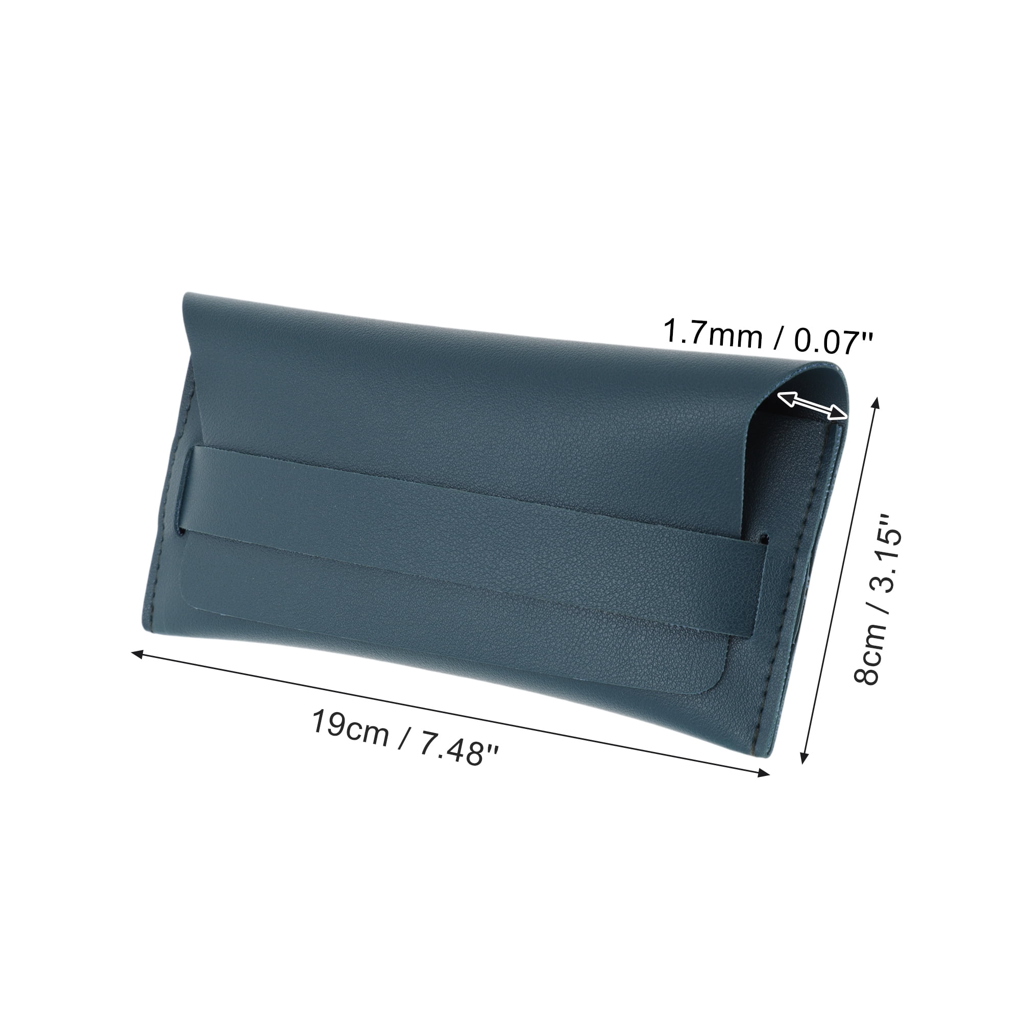 Unique Bargains Double Faux Leather Eyeglasses Case Navy Blue Stylish and Practical