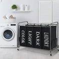 thumbnail image 2 of Laundry Sorter 4 Section, 47.8 Gal (181 L) Laundry Hamper with Wheels, Clothes Divider Basket Sorter, Clothes Separator Hamper Cart with Wheels and Removable Bags, Label Black, 2 of 8