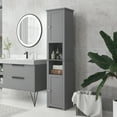 thumbnail image 2 of HOMCOM Armoire de Rangement Haute pour Salle de Bain avec Tablette à 2 Niveaux et 2 Portes Gris, 2 of 10